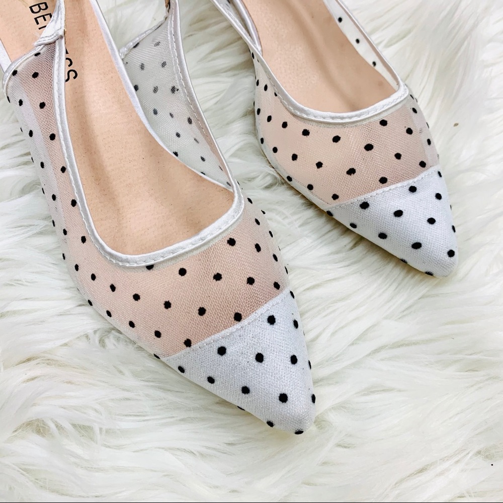 White polka dot sling back heel - Picture 2 of 10